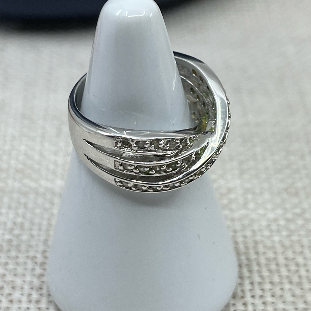Vintage HAN 925 Sterling Silver Criss-Cross CZ Band Ring – Size 6.75 - Picture 15 of 17